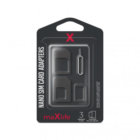 ADAPTATEUR UNIVERSEL SIM PACK DE 3 POUR NANO ET MICRO SIM MAXLIFE**