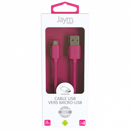 CABLE USB VERS LIGHTNING 1.5M 2.4A ROSE - JAYM® COLLECTION POP