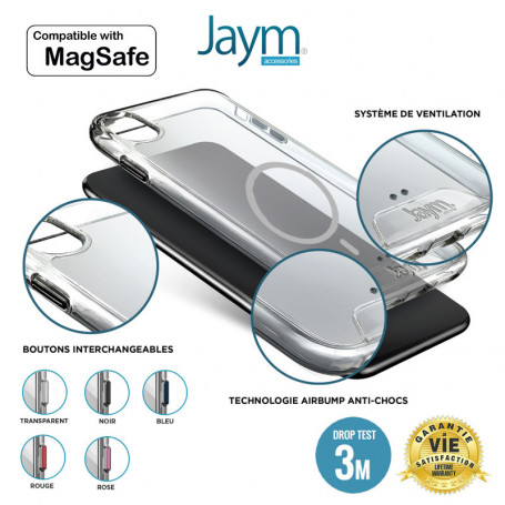 Coque iPhone 11 transparente revêtement métallique Magsafe (argent