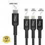 CABLE TRIPLUG 3-EN-1 ULTRA RENFORCÉ USB-C VERS MICRO-USB / USB-C / LIGHTNING 1,5M - GAV - JAYM®**BASCULER SUR JMCABLE023