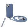 COQUE SILICONE AVEC TOUR DE COU ET TOUR DE POIGNET INCLUS POUR IPHONE 14 BLEU GRIS - JAYM® POP**