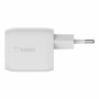 CHARGEUR SECTEUR RAPIDE 2 USB-C GAN 45W PD-PPS (USB-C 25W/45W + USB-C 20W/45W) BLANC - BELKIN