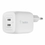 CHARGEUR SECTEUR RAPIDE 2 USB-C GAN 45W PD-PPS (USB-C 25W/45W + USB-C 20W/45W) BLANC - BELKIN