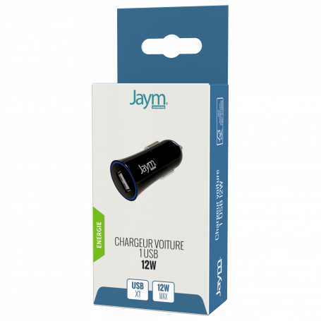 CHARGEUR VOITURE USB-A 5W NOIR - JAYM®