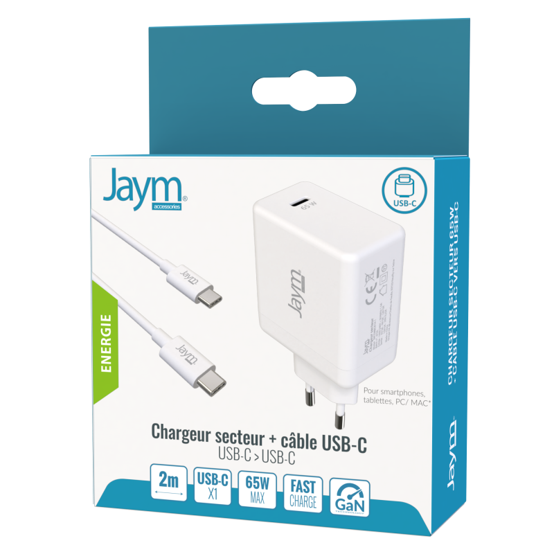 Chargeur Rapide USB-C 25W + Câble USB-C vers USB-C 20W 1M pour