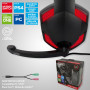 CASQUE AUDIO PRO GAMER 40MM ROUGE + POWER BASS + RETROECLAIRAGE LED + ARCEAU ET MICRO AJUSTABLES - AMSTRAD