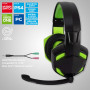 CASQUE AUDIO PRO GAMER 40MM VERT + POWER BASS + RETROECLAIRAGE LED + ARCEAU ET MICRO AJUSTABLES - AMSTRAD