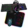 PACK PRO GAMER BATTLE 5 PIECES : CLAVIER AZERTY RETROECLAIRAGE RVB + SOURIS + TAPIS + CASQUE + ADAPTATEUR - AMSTRAD