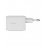 CHARGEUR SECTEUR RAPIDE 2 USB-C GAN 65W PD-PPS (USB-C 20W/65W + USB-C 45W/65W) BLANC - BELKIN