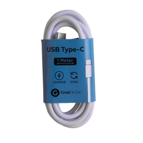 CABLE CHARGE & SYNCHRO USB-A VERS USB-C 1M BLANC - GRAB 'N GO - BULK