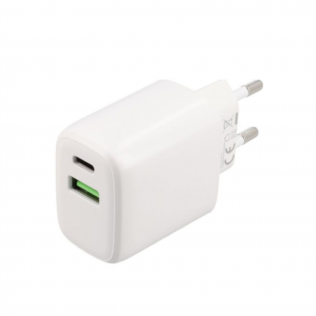 CHARGEUR SECTEUR DOUBLE USB 20W : USB-A + USB-C - GRAB 'N GO - BULK** BASCULER SUR TQ016