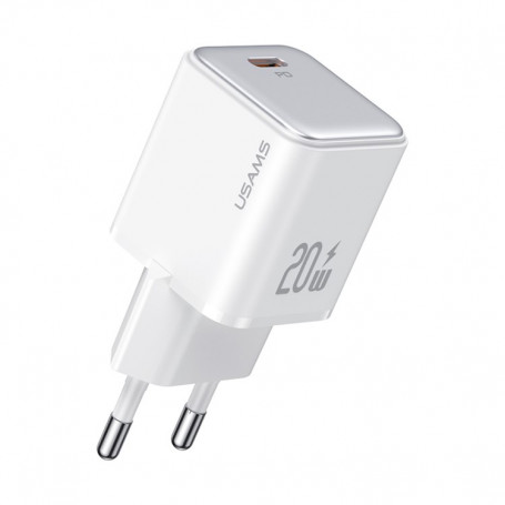 CHARGEUR SECTEUR ULTRA COMPACT ET RAPIDE USB-C 20W PD ET PPS BLANC - USAMS**