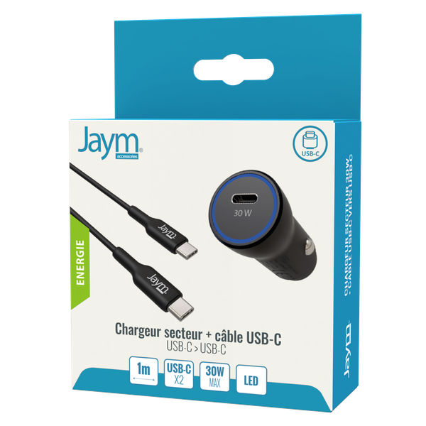 CHARGEUR VOITURE 1 USB 1A NOIR - JAYM®
