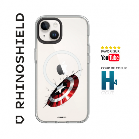 COQUE TRANSPARENTE CLEAR COMPATIBLE MAGSAFE - MARVEL - CAPTAIN AMERICA'S SHIELD - POUR APPLE IPHONE 15 - RHINOSHIELD™**