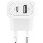 CHARGEUR SECTEUR RAPIDE 42W DOUBLE USB : USB-C 30W PD ET PPS + USB-A 12W BLANC - BELKIN