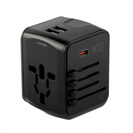 ADAPTATEUR SECTEUR 4-EN-1 CHINE / UK / US / EU - CHARGE RAPIDE 20W - 2 USB-A + 1 USB-C