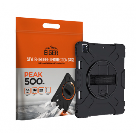 COQUE RENFORCEE 3M AVEC POIGNEE 360 + STAND + BANDOULIERE POUR APPLE IPAD AIR 13 (2024 / 2025) / PRO 12.9 (18 - 23) - EIGER®