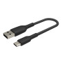 CABLE BOOST CHARGE & SYNCHRO USB VERS USB-C 15CM - RENFORCÉ ET TRESSÉ NOIR - BELKIN