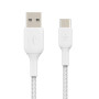 CABLE BOOST CHARGE & SYNCHRO USB VERS USB-C 3M - RENFORCÉ ET TRESSÉ BLANC - BELKIN