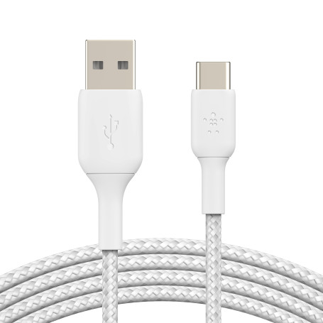 CABLE BOOST CHARGE & SYNCHRO USB VERS USB-C 3M - RENFORCÉ ET TRESSÉ BLANC - BELKIN