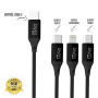 CABLE TRIPLUG 3-EN-1 ULTRA RENFORCÉ USB-C VERS DOUBLE USB-C PD 3.0 (60W) / LIGHTNING PD (27W) - 1,5M - GARANTIE A VIE - JAYM®