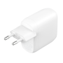 CHARGEUR SECTEUR RAPIDE DOUBLE USB-C 60W PD ET PPS (2x USB-C PD 30W) - BLANC - BELKIN