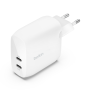 CHARGEUR SECTEUR RAPIDE DOUBLE USB-C 60W PD ET PPS (2x USB-C PD 30W) - BLANC - BELKIN