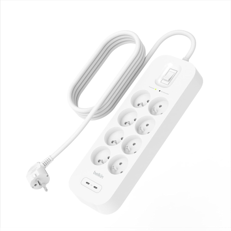 PRISE PARAFOUDRE 8 PRISES + 1 USB-A + 1 USB-C PD - BELKIN