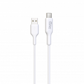 CABLE CHARGE & SYNCHRO USB-A VERS USB-C - LONGUEUR 2M - BLANC - JAYM® - BULK**