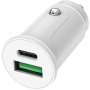 CHARGEUR VOITURE DOUBLE USB : USB-A 12W + USB-C 30W PD - BLANC