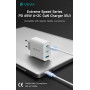 CHARGEUR SECTEUR RAPIDE GAN USB-C 65W MAX PD ET PPS : 2 USB-C (65W) + 1 USB-A (20W) - BLANC - DEVIA