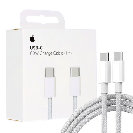 CABLE CHARGE RAPIDE ET SYNCHRO USB-C VERS USB-C 1M (60W) - TISSÉ - MQKJ3ZM/A - ORIGINE APPLE