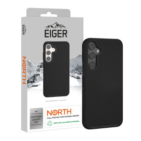 COQUE RIGIDE NOIRE ULTRA-RENFORCÉE POLYCARBONATE *DROP-TEST 4 METRES* POUR SAMSUNG GALAXY S24 - EIGER®**