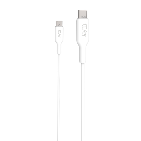 CABLE CHARGE & SYNCHRO USB-C VERS USB-C PD 3.0 (100W) - LONGUEUR 2M - BLANC - JAYM® - BULK