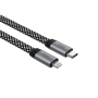 CABLE CHARGE & SYNCHRO USB-C VERS LIGHTNING PD 3.0 (27W) - MAGNÉTIQUE FORMAT PLAT - LONGUEUR 1.5M - GRIS - JAYM®