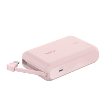 BATTERIE DE SECOURS 10 000 MAH - CABLE USB-C INTEGRÉ - ROSE - BELKIN