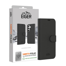 ETUI FOLIO STAND MAGNETIQUE RENFORCE NOIR POUR SAMSUNG GALAXY S25 - EIGER