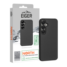 COQUE RIGIDE NOIRE ULTRA-RENFORCÉE POLYCARBONATE *DROP-TEST 4 METRES* POUR SAMSUNG GALAXY S24 / S25 - EIGER®