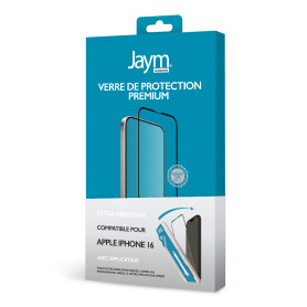 VERRE TREMPE PREMIUM AVEC CONTOUR NOIR ET APPLICATEUR POUR APPLE IPHONE 13 / 13 PRO / 14 / 16E - JAYM®